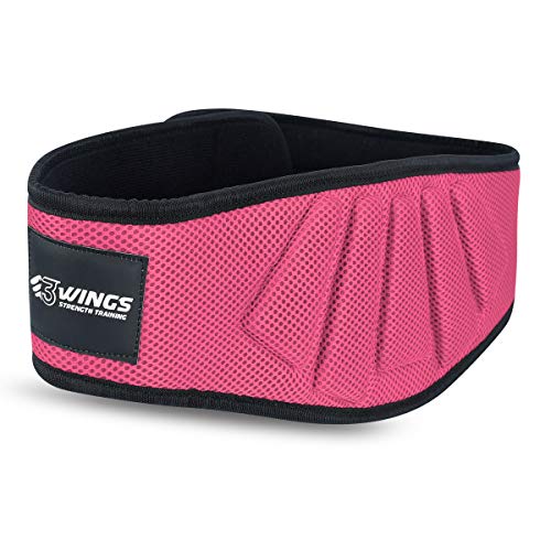 3WINGS Bodybuilding Belt for Gym Training - Back Support - Neoprene Lumber Pain Fitness Exercise - Good for Weight Lifting, Functional Training, Powerlifting (S, Pink)