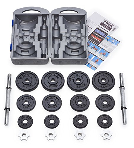 York Fitness Cast Chrome Dumbbell Spinlock - Adjustable Dumbbell Free Weights Set Perfect Hand Weights for Bodybuilding Weightlifting Barbell Weights Home Gym Equipment (Pack of 2) - Black, 20kg