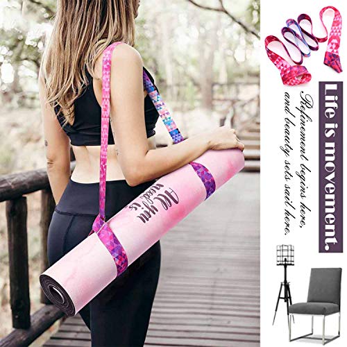 YFaith Yoga Carry Strap,Adjustable Printed Yoga Mat Elastic Belt Holder Strap Shoulder Carrier,Durable Cotton Fitness Stretching Strap Belt(155cm x 3.8cm)