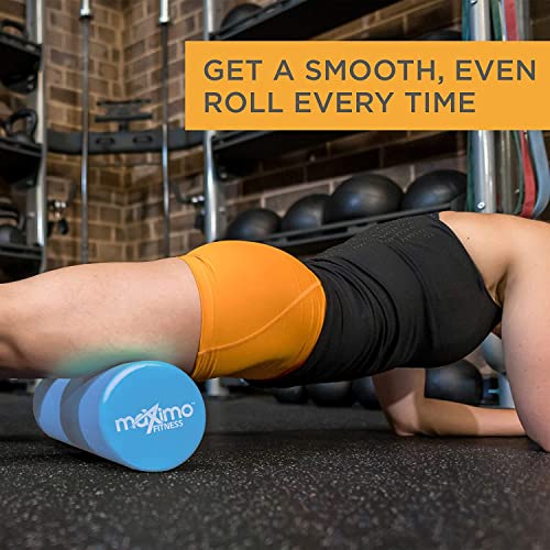 Maximo Fitness Foam Roller - Exercise Rollers for Trigger Point Self Massage and Muscle Tension Relief, 15cm x 45cm Massager for Back, Legs, Workouts, Gym, Pilates and Yoga, Blue