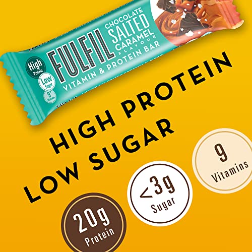 Fulfil Vitamin and Protein Bar (15 x 55 g Bars) — Chocolate Salted Caramel Flavour — 20 g High Protein, 9 Vitamins, Low Sugar