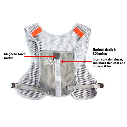 Geila Outdoors Sport Marathoner Race Hydration Pack Hydration Vest Backpack with 2 Water Bottles for Trailrunning, Marathon (Gray)