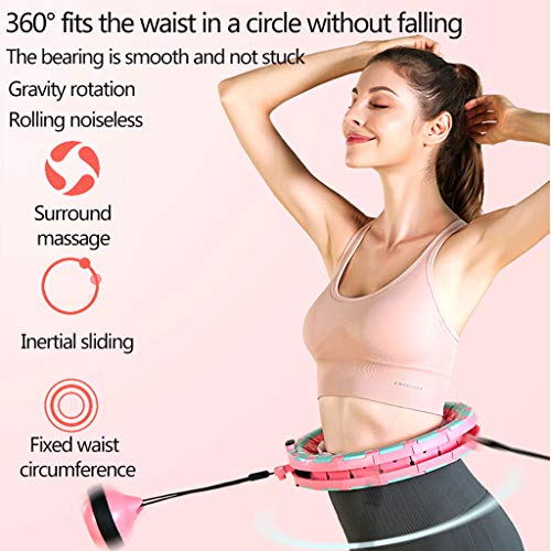 Azanaz Hula Hoop,20 knots Detachable Weighted Intelligent Hula Hoop Does Not Drop,Auto-Spinning 360°Massage For Thin Waist Weight Loss and Home Workout,green