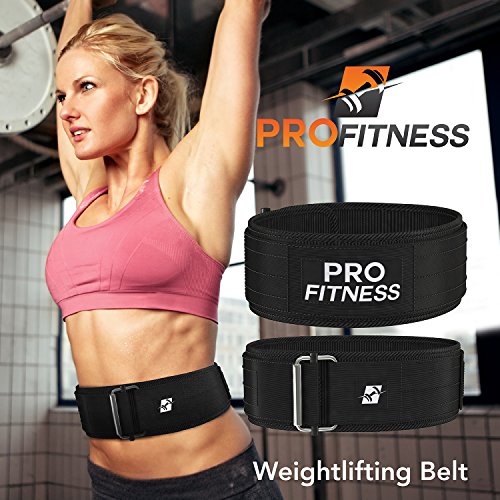 ProFitness 4 Inch Wide Velcro Weight Lifting Belt (Large, Black/White)