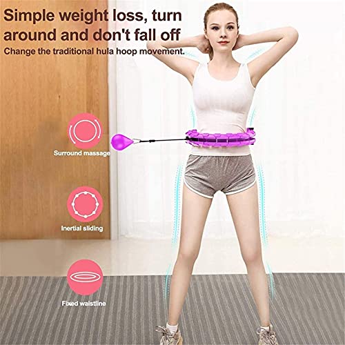 Fitness hula hoops,Weighted Exercise Hoop Smart Hula Hoop 24 Knots Adjustable Exercise Weighted Hula Hoop 2 In 2 Abdomen Fitness Weight Loss Massage Non-Fall Hula Hoops for Home Workout Weight Loss