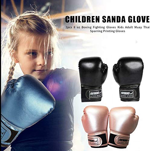 Kids Boxing Gloves Leather Boxing Gloves MMA Mitts Children Sparring Boxing Gloves for Kickboxing Fighting Punch Bags MMA Training Muay Thai Mitts Age 5-12 Years (Pink)
