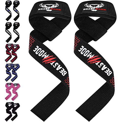 Weight Lifting Straps Fitness Padded Cotton Wrist Support Gel Advanced Grips Dumbbell Bar Wraps Heavy Duty Gym Bodybuilding Straps Power Deadlift Barbells Non Slip Exercise (Gel)