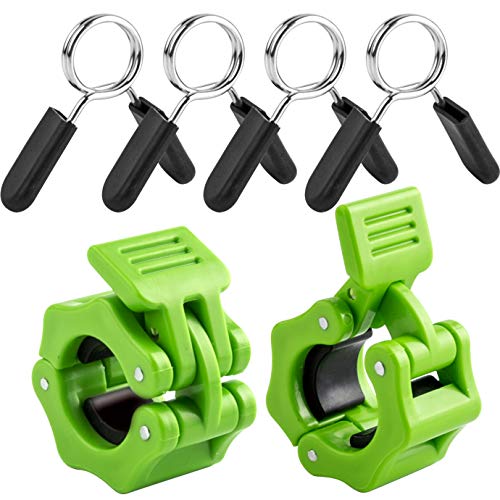 KONUNUS 2 Pieces 1 Inch Barbell Spring Clip Collars Dumbbell Barbell Lock Clips and 2 Pieces Quick Release Exercise Barbell Clamps Clip Collar for Fitness Strength Training