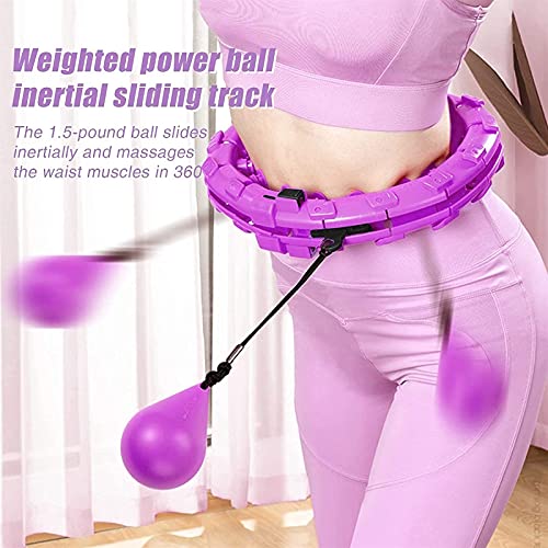 fitness hula hoops Weighted Smart Hula Hoop for Adults and Kids Exercising, 2 in 1 Abdomen Fitness Weight Loss Massage Non-Fall Hoola Hoops, 24 Detachable Knots Adjustable Weight Auto-Spinning Ball