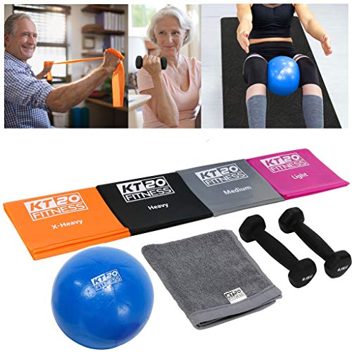 Home Conditioning Kit for Elderly Seniors Rehabilitation Strength Exercises for Older People Recovery Home Workout Fitness Set - Dumbbell, 4x Resistance Bands, Pilates Ball & Towel - Gym Store | Gym Equipment | Home Gym Equipment | Gym Clothing