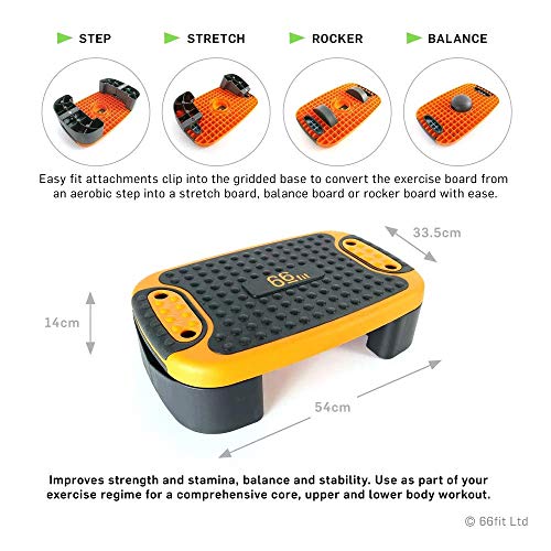 66fit Multi Function Step Board - Balance Wobble Rocker Stretch Aerobic Stepper
