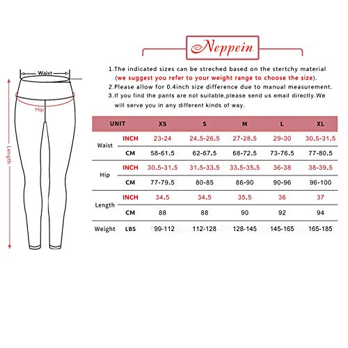 neppein Yoga Pants with Pockets,High Waist Tummy Control Stretch Gym Workout Running Leggings,Fitness Sports Tights for Women