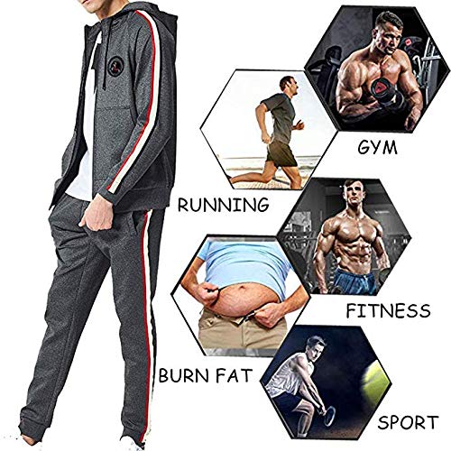 MANLUODANNI Mens Tracksuit Set Gym Bottoms Top Jogging Joggers Sports Suit Zip Hoodie Jacket Pants Dark Gray L