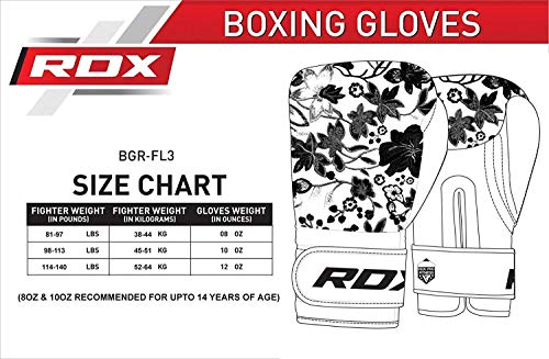 RDX Women Boxing Gloves for Training Muay Thai Flora Skin Ladies Mitts for Sparring, Fighting, Kickboxing Good for Punch Bag, Focus Pads and Double End Ball Punching