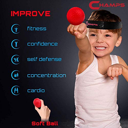 Champs MMA Boxing Reflex Ball - Boxing Equipment Fight Speed, Boxing Gear Punching Ball Great for Reaction Speed and Hand Eye Coordination Training Reflex Bag Alternative