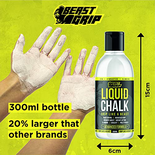 Beast Grip Liquid Chalk Pocket Sized 100ml Advanced Formulation - Improve your Weightlifting, Climbing, Gym or Pole Fitness Grip - Sweat Free Dry Hands (100ml)