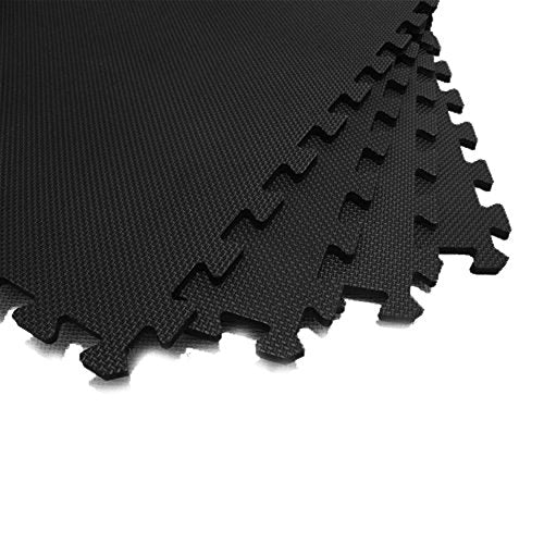 JSG Accessories® Outdoor/Indoor Protective Flooring Mats -9 pcs interlocking children`s soft foam eva play mats suitable for Gym, Play Area, Exercise, Yoga in BLACK 9 tiles (9sqft)