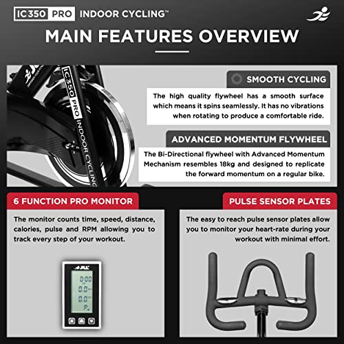 JLL® IC350 PRO Indoor Bike, Direct Belt Driven Exercise Bike For