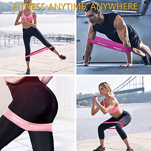 Gritin Resistance Bands, [Set of 5] Skin-Friendly Resistance Fitness Exercise Loop Bands with Free Carrying Case- 5 Different Levels of Resistance for Yoga, Pilates, Physiotherapy