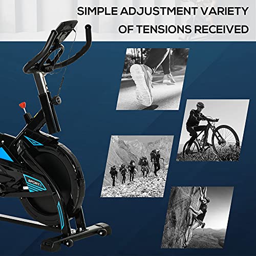 HOMCOM Stationary Exercise Bike 13KG Flywheel Indoor Cycling Bicycle Cardio Workout Trainer w/ Heart Pulse Sensor & LCD Monitor Adjustable Resistance Black - Gym Store