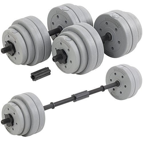 DTX Fitness 30Kg Adjustable Weight Lifting Dumbbell Barbell Bar and Weights Set - Silver
