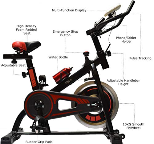 Evolve - Exercise Bike 10kg Flywheel with BLUETOOTH and FITNESS SMARTPHONE APPLICATION Home Gym Bicycle Cycling Cardio Training Indoor Heart Rate Monitor