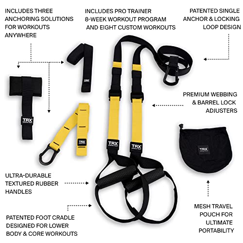 TRX PRO3 Suspension Trainer System, Design & Durability for Cross-Training, Weight Training, HIIT Training & Cardio, Includes 3 Anchor Solutions for Indoor & Outdoor Home Gyms - Gym Store