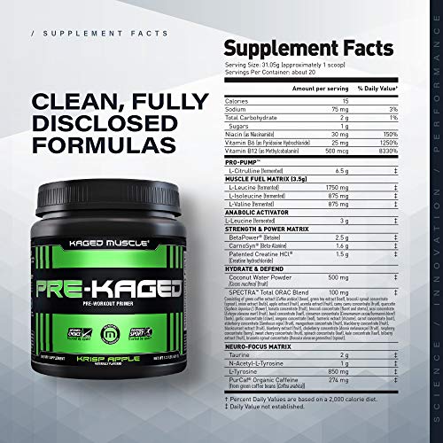 Kaged Muscle - Pre-Kaged Pre-Workout Primer Krisp Apple - 1.41 lbs.
