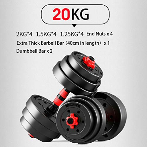 CLISPEED Adjustable Dumbbells Set Workout Anti-Slip Barbell Fitness Dumbbell Weights with Connecting Rod (Total 20KG)