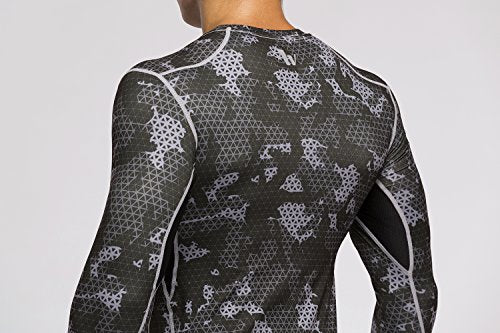 Fringoo Compression Base Layer Men’s Training Top Workout T-Shirt Dri-FIT Long Sleeve Gym Shirt Thermal Underwear S M L XL (Army Black - Top/Medium)