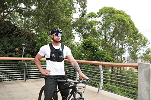 AMOSTEC Running Phone Holder Vest, Original Zip Front Reflective Running Vests with 500ml Hydration Bottle, 5 Pockets for Cards, Keys, Towels, Adjustable Waistband & Breathable Materials, Men & Women