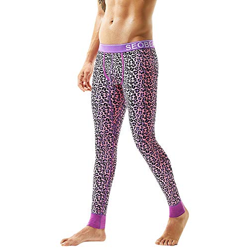 NEEDRA Comfortable Gym Leggings for Men, Lightweight Thermal Underwear with Tight Fit Design Pink