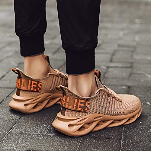 Tvtaop Mens Trainers Running Walking Shoes Fashion Air Sport Sneakers Outdoor Athletic Gym Fitness Workout Jogging Training Brown