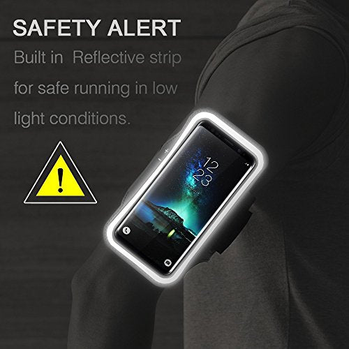 Galaxy S10+ S9+ S8+ Armband, JEMACHE Gym Run Jog Exercise Workout Arm Band for Samsung Galaxy S10 Plus, S9 Plus, S8 Plus with Key Holder Pouch (Black)