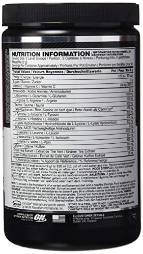 Optimum Nutrition Amino Energy Pre Workout Energy Performance Supplement with Beta Alanine, Caffeine, Amino Acids and Vitamin C Performance Supplement Watermelon, 30 Servings, 270 g