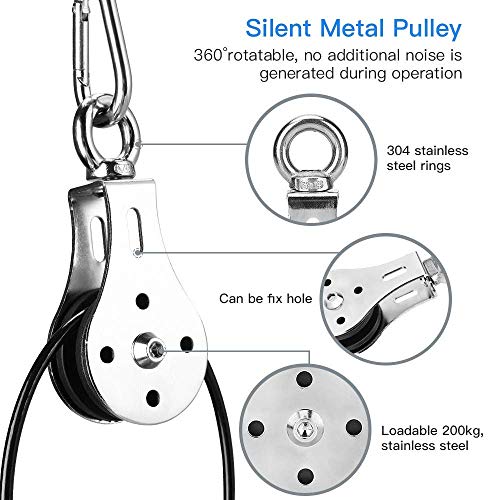 Fitness Pulley Cable System, Pulley System Gym, 2.0M Bicep Tricep Trainer Arm Twisted Pull Down Rope with Handles and Loading Pin, Bodybuilding Gym Home Exercise Workout Accessories (1.8M)