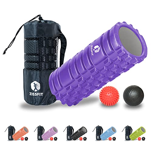 Foam Roller with Massage Balls, Back Roller for Back Pain, Muscles, and Deep Tissue Exercise, High Density EVA Material Massage Roller for Physio-Therapy, Body Fitness and Myofascial Release (Purple)