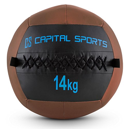 Capital Sports Wallba 14 Wall (Medicine Ball 14kg Leatherette) - Brown