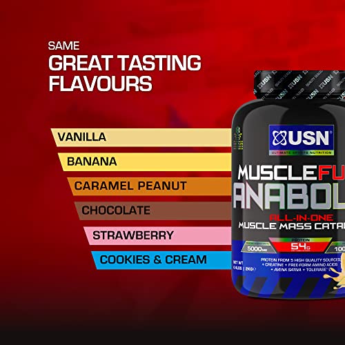 USN Muscle Fuel Anabolic Banana All-in-one Protein Powder Shake (2kg): Workout-Boosting, Anabolic Protein Powder for Muscle Gain - New Improved Formula