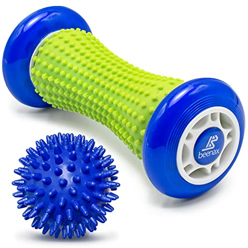 Beenax Foot Massage Roller and Hard Spiky Ball Set - Perfect for Plantar Fasciitis Recovery, Wrists and Forearms Exercise, Arm Pain, Trigger Point - Designed to Relieve Stress and Relax Tight Muscles