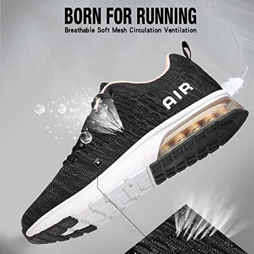 Women Men Running Shoes Sports Trainers Air Cushion Shock Absorbing Casual Walking Gym Jogging Fitness Athletic Sneakers, 7 UK 40 EU, Fa1 Greypink