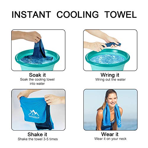 Awroutdoor Gym Ice Cooling Towels, 4 PCS Ice Sports Cool Cold Towel Quick Dry Bandana Neck Scarf for Yoga Golf Travel Gym Sports Camping Football Running Workout & Outdoor Sports