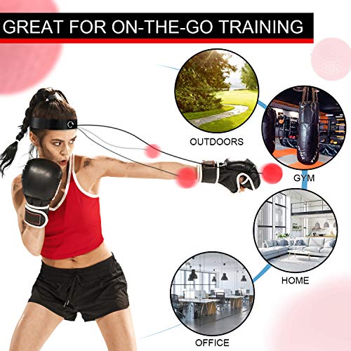 OOTO Upgraded Boxing Reflex Ball, Boxing Training Ball, Mma Speed Training Suitable for Adult/Kids Best Boxing Equipment for Training, Hand Eye Coordination and Fitness. (Red)