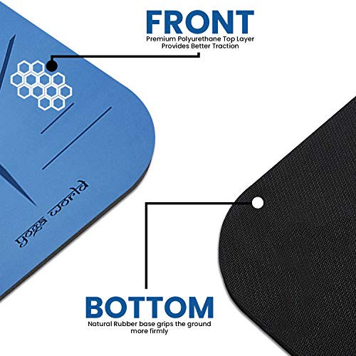 Yoga World Alignment Yoga Mat - Non-Slip & Anti-Skid TPE Rubber Underside - Soft, Thick & Durable Exercise Equipment for Pilates & Home Workout - Floor Cushion 185 x 68 x 0.4cm