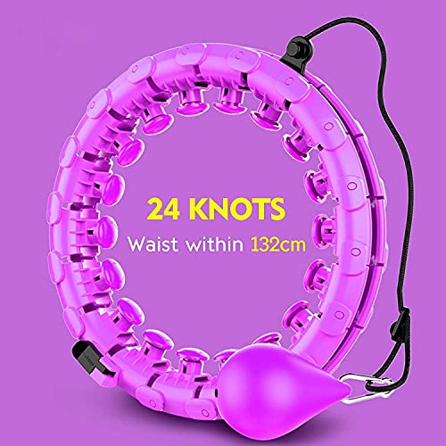 MIANBAO Weighted Smart Hula Hoop, 2 in 1 Abdomen Fitness Weight Loss Massage Hoola Hoops, 24 Detachable Knots Adjustable Weight Auto-Spinning Ball (Purple)