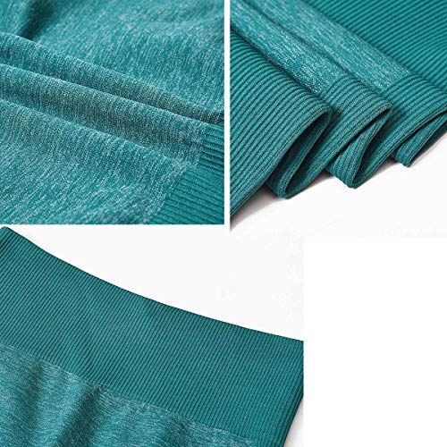 DODOING Gym Leggings Women High Waisted Seamless Yoga Leggings Ultra Stretch Fitness Workout Running Leggings Yoga Pants, 1 Green, M