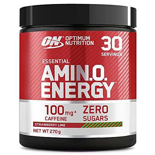 Optimum Nutrition Amino Energy Pre Workout Powder, Energy Drink with Beta Alanine, Vitamin C, Caffeine and Amino Acids, Strawberry Lime, 30 Servings, 270 g, Packaging May Vary - Gym Store | Gym Equipment | Home Gym Equipment | Gym Clothing