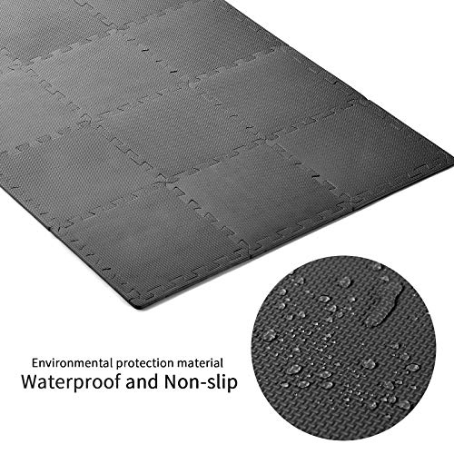 Mocosy 1' x 1'(30cm x 30cm) Interlocking Floor Mats Protective Flooring Mats|Puzzlemat|Soft Foam Mat| Play Mat|Gym Mat(Black 18Pieces)
