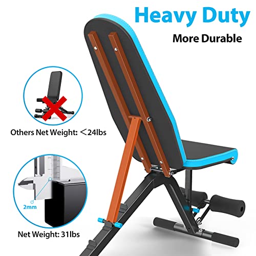 JX FITNESS Adjustable Weight Bench Incline Decline Flat Workout Bench 90 Degree Upright Home Training Sit up Gym Bench