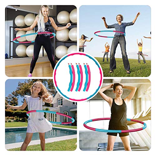 HOWIN Weighted Hula Hoop, Weighted Hula-Hoops for Adult,Hoola Hoop Adjustable width 48-88cm (26.8-34.6in),8 Sections,1 Kg (2.2lbs),Gift for Exercised Women Lose Weight and Fitness